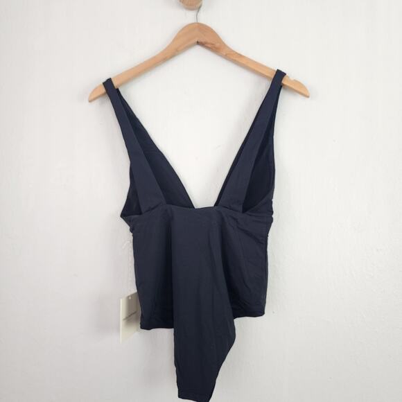 NEW Mara Hoffman Audrey Deep V-Neck One Piece Black Swimsuit - Picture 10 of 14